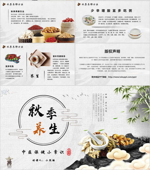 國風(fēng)秋韻話養(yǎng)生 中醫(yī)保健知識(shí)講座PPT模板（熊貓辦公）